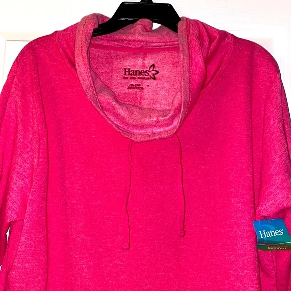 NWT Hanes Long Sleeve Super Soft Lightweight Pink Turtleneck Sweater - Picture 2 of 7